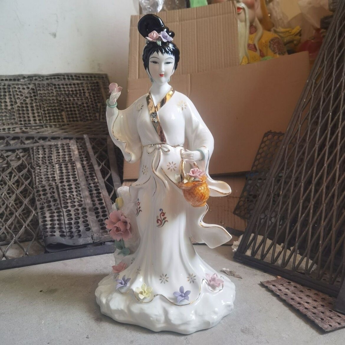 陶瓷仙女,花神,花仙子神像,提花篮仙女,牡丹仙子摆件