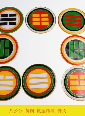 黄铜八公分潘氏八方聚财房屋补角金属贴 乾坤艮兑离坎补角