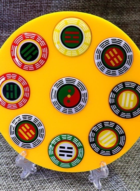 黄铜版11公分七彩五龙盘万字福太极八卦双面室内补角盘