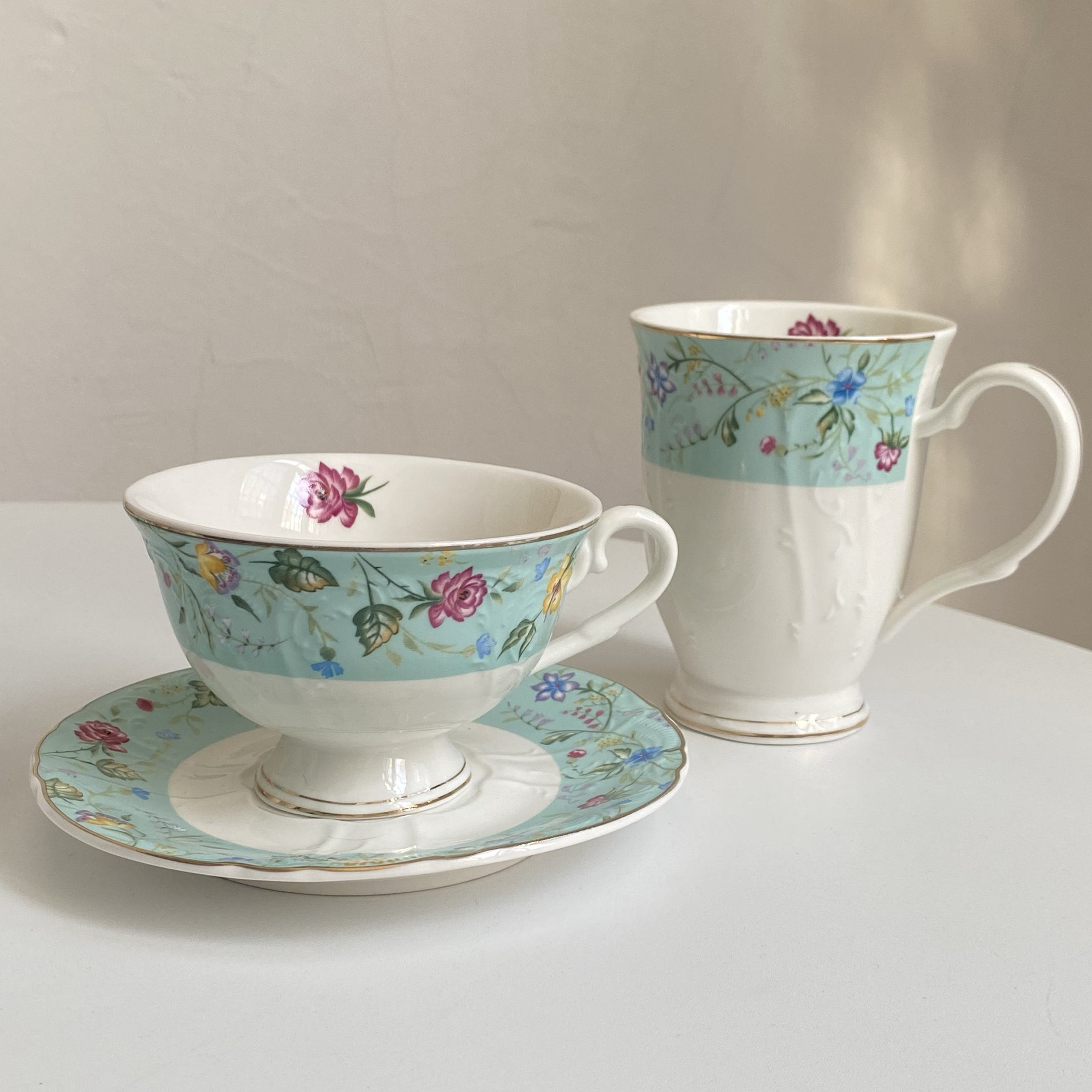 高颜值小碎花陶瓷咖啡杯套装下午茶茶杯水杯家用杯碟红茶杯小清新