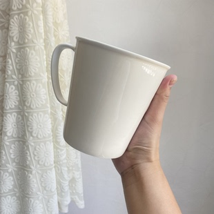 纯白陶瓷大容量马克杯大号水杯家用喝水杯子简约漱口杯可微波炉