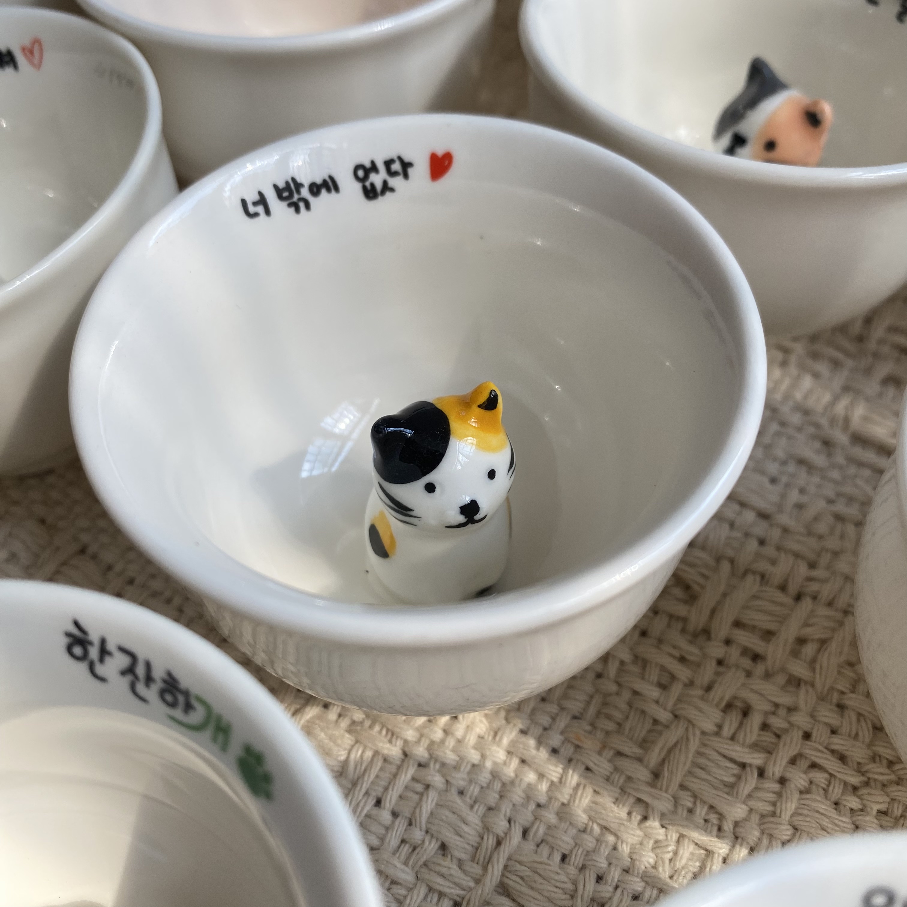 韩单尾货 可爱创意小动物立体浮雕陶瓷茶杯白酒杯子清酒杯烧酒杯