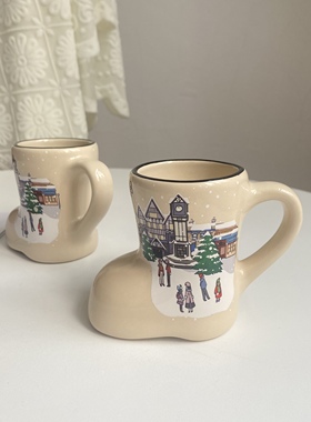 美单Busch Gardens创意陶瓷小靴子造型杯子圣诞主题小摆件小花插