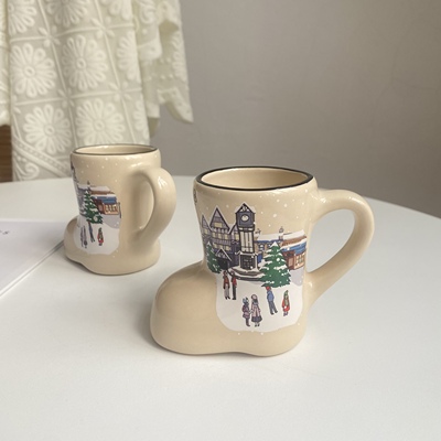 美单Busch Gardens创意陶瓷小靴子造型杯子圣诞主题小摆件小花插