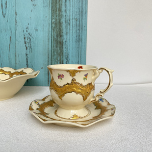 法式宫廷风咖啡杯碟套装下午茶花茶杯子高档鎏金杯碟类似梅森款