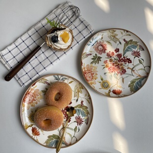 原单尾货 高颜值陶瓷釉下彩盘子家用甜品点心盘 特好看菜盘沙拉盘