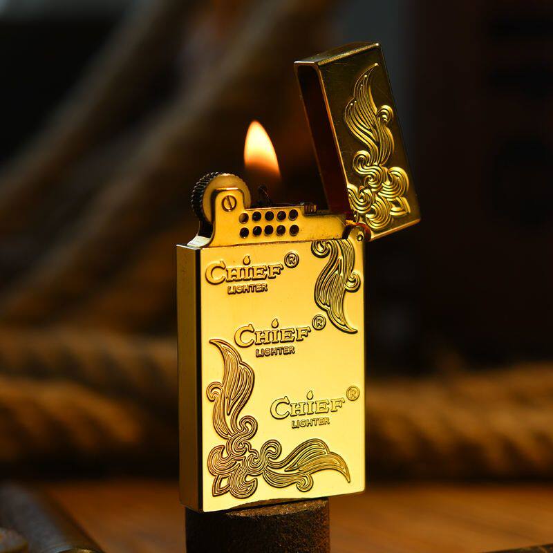 正品法国Chief/首领纯铜朗声打火机煤油大音量响铜超薄高档男士礼