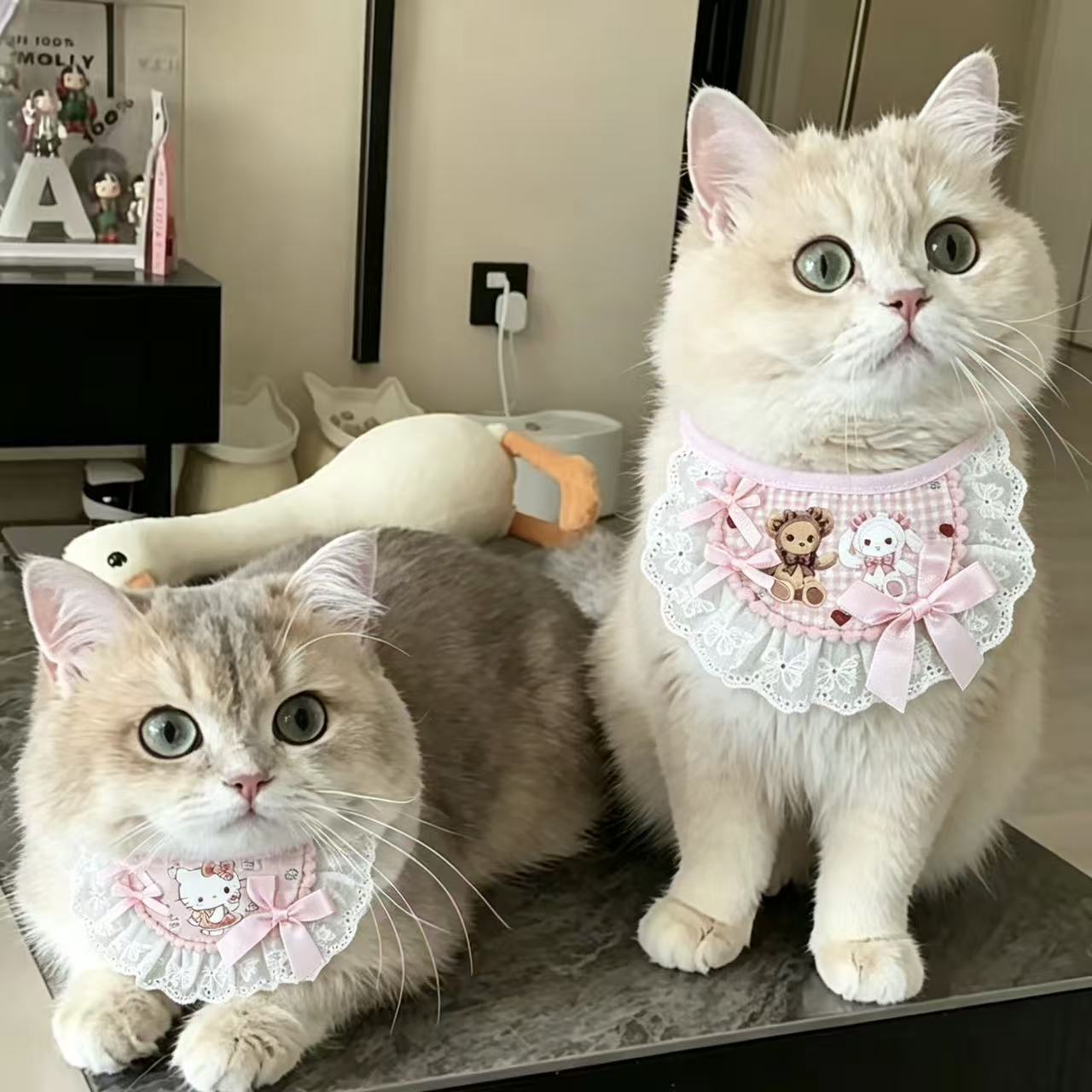 宠物围兜Lolita蝴蝶结蕾丝花边口水巾小猫咪围脖狗狗宠物配饰兔熊