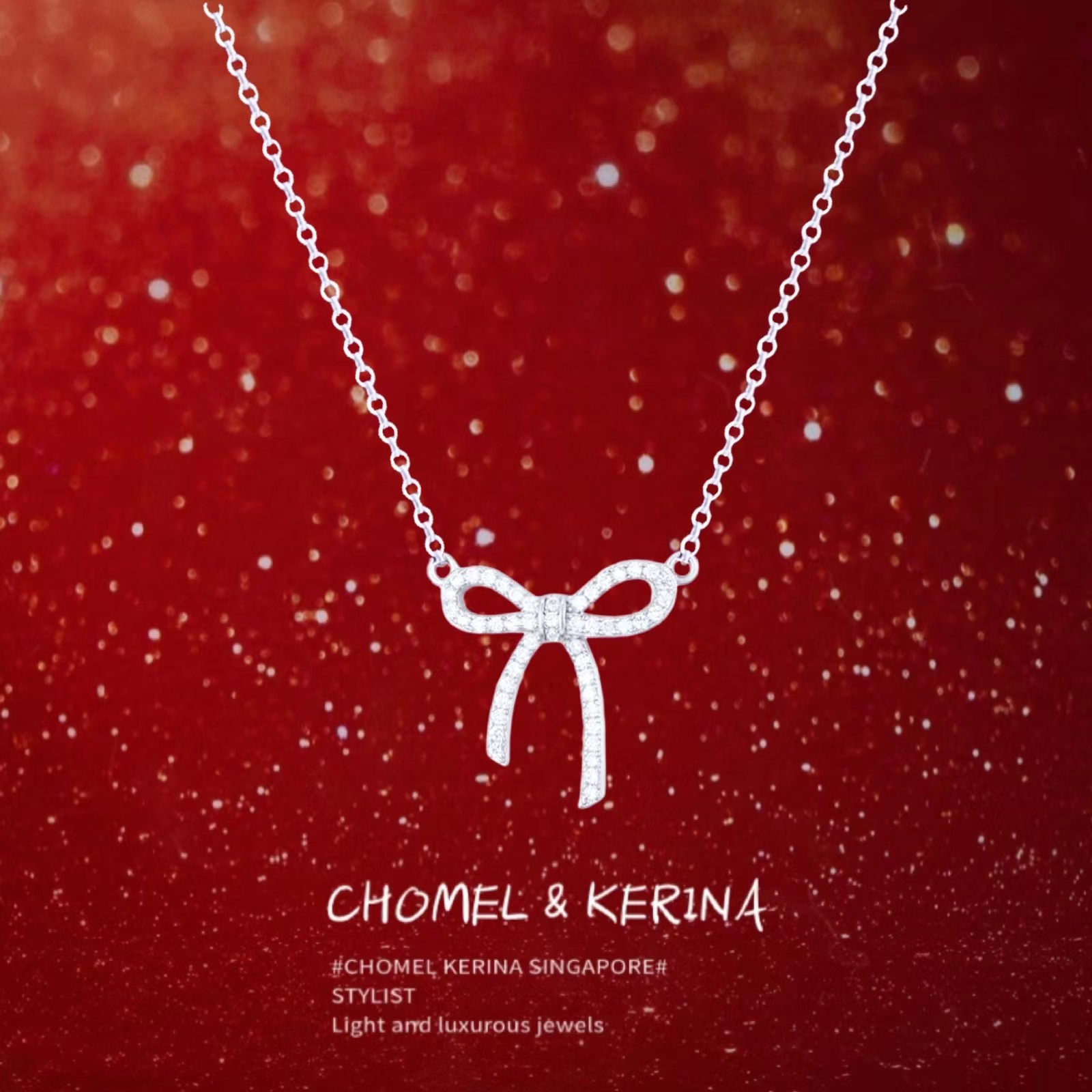 蝴蝶结项链ins轻奢小众纯银