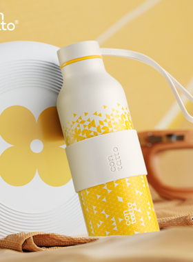 contatto潮流运动保温杯壶不锈钢男女双饮杯户外旅行吸管饮水杯子