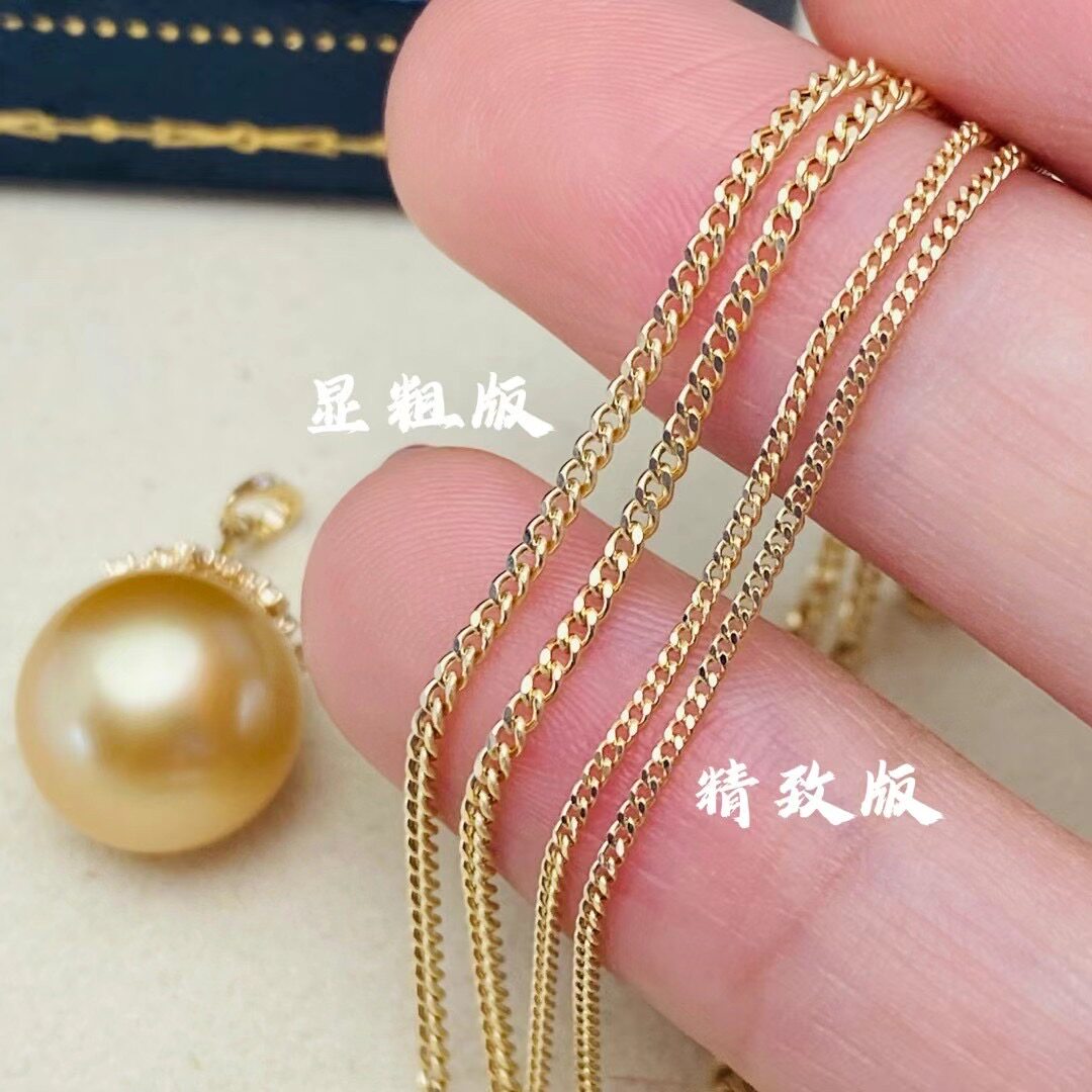 18k金珍珠项链锁骨链裸配件上新款精致版显粗版45cm50cm可调节