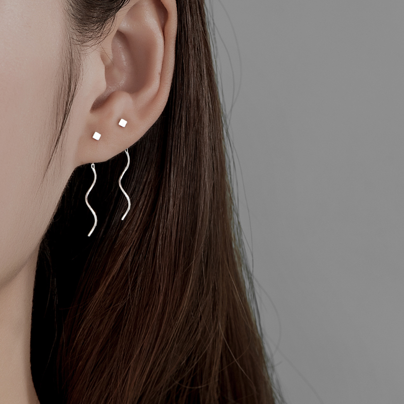 【通体银】方块耳线曲线