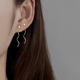 S925纯银小方块波浪耳线女耳坠2026年新款 流苏曲线耳环耳饰 潮短款