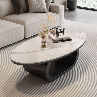 椭圆形岩板茶几现代简约轻奢极简小户型客厅家用设计创意小异形