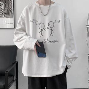 男士长袖t恤内搭上衣服2024春秋季新款ins潮牌宽松休闲叠穿打底衫