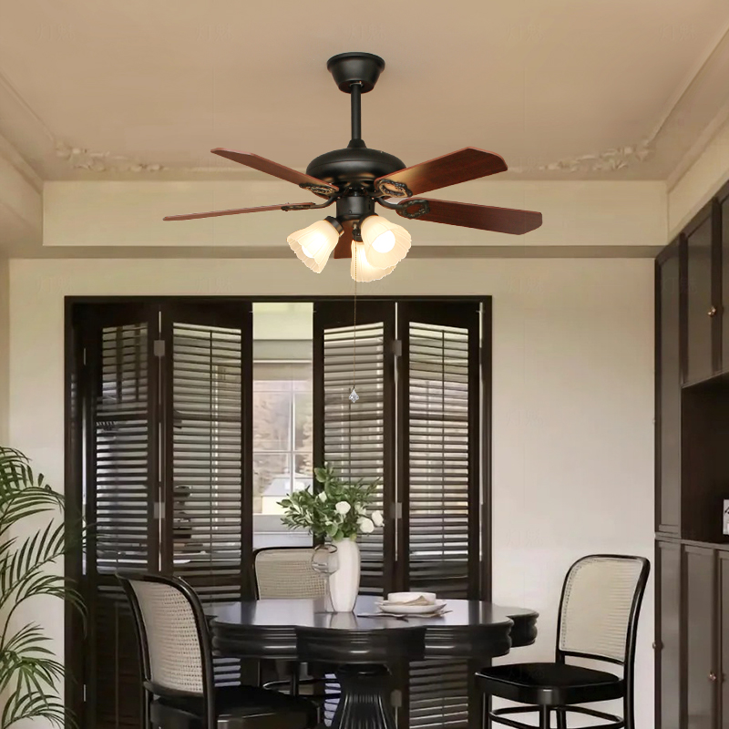 灯魅覆古风饭厅吊扇灯客厅吊灯中古卧室吊扇吸顶灯2025新款灯具