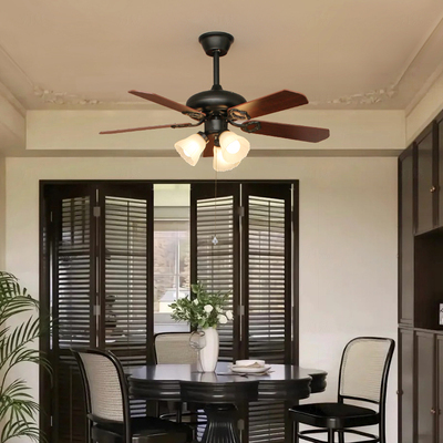 灯魅覆古风饭厅吊扇灯客厅吊灯中古卧室吊扇吸顶灯2025新款灯具