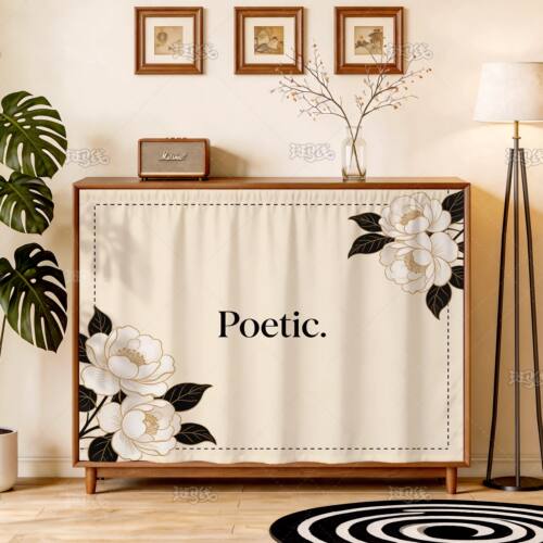 轻奢简约免打孔柜子绒布遮挡帘免打孔滑轨橱柜储物柜防尘布帘