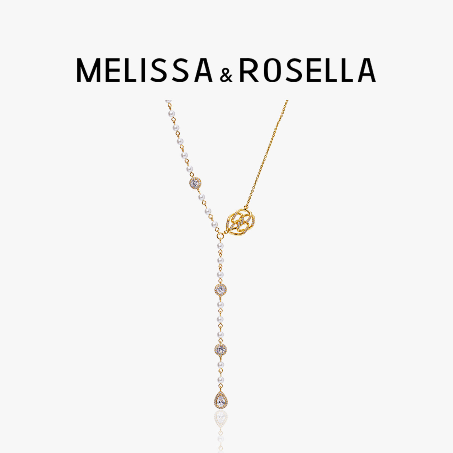 Melissa&Rosella山茶花珍珠项链锁骨链气质名媛毛衣链长款高级感