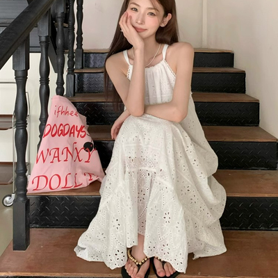 法式初恋白色吊带连衣裙女2025夏