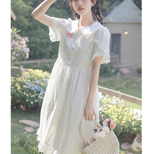 学生学院风白色温柔少女连衣裙女夏季新款夏天奶甜收腰裙子初恋系