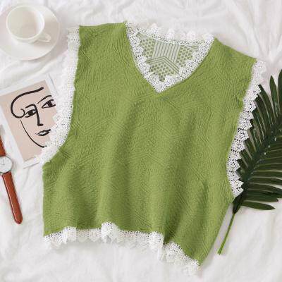 针织背心女外穿夏天薄款宽松bf风无袖上衣蕾丝边牛油果绿马甲|msdalam kategori Butik wanita / wanita, sweater bulu - dari Buy2taobao.com untuk memberikan perkhidmatan ejen Taobao profesional membeli