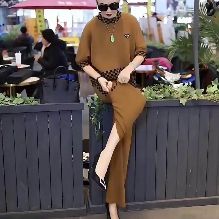 时尚套装洋气时髦夏天两件套阔腿裤高贵女装中老年大码上衣妈妈装