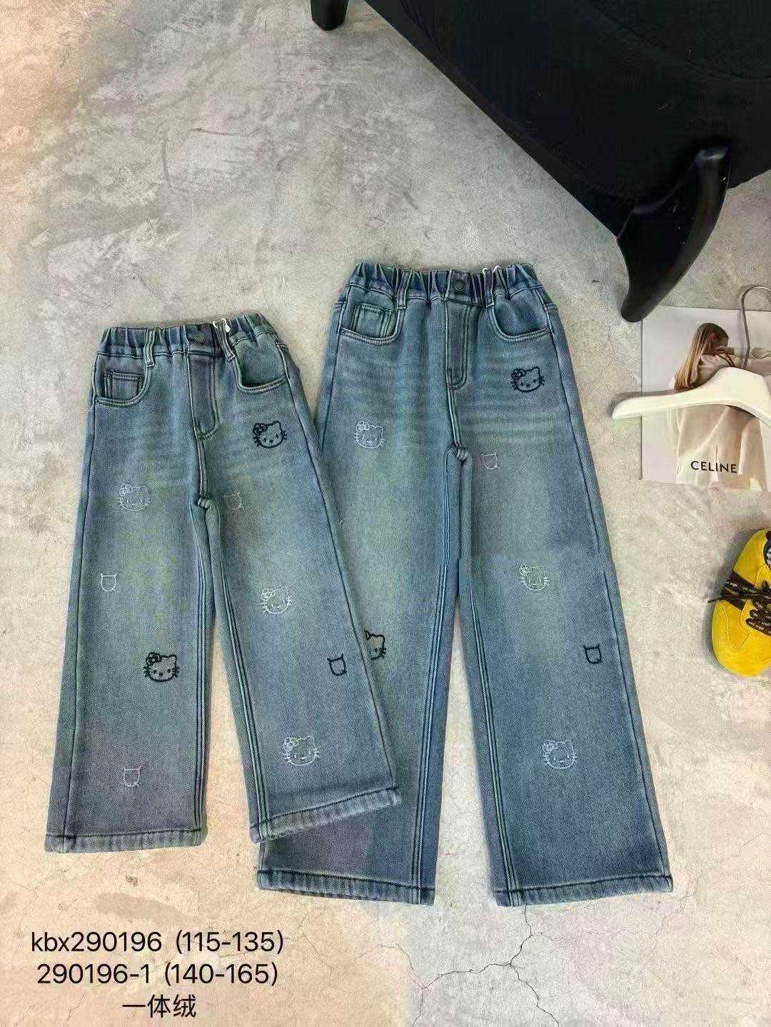 2025卡贝熊新款韩版kitty 猫中童女童一体绒牛仔裤直筒裤,童装/婴儿装/亲子装,儿童牛仔裤,淘宝优惠券,粉丝福利购,淘宝优惠卷