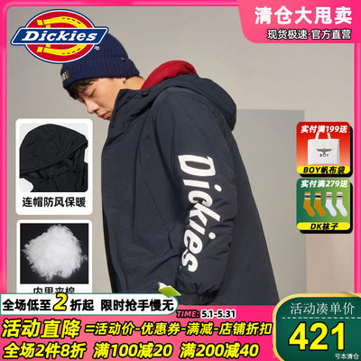 dickies棉服连帽字母印花冬外套