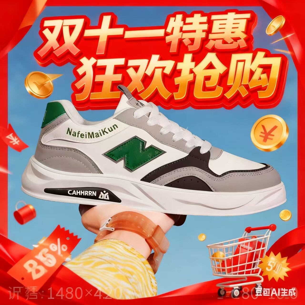 爆款运动休闲2025新款春秋透气潮流休闲鞋超轻减震跑步运动鞋子男