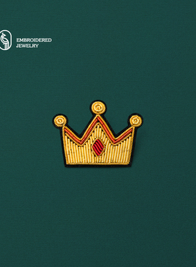 原创皇冠胸针设计感小众饰品别针高档西装配饰高级感手工刺绣徽章