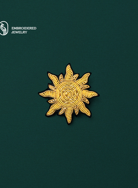 原创设计小众饰品手工刺绣徽章别针装饰太阳月亮情侣胸针高档配饰