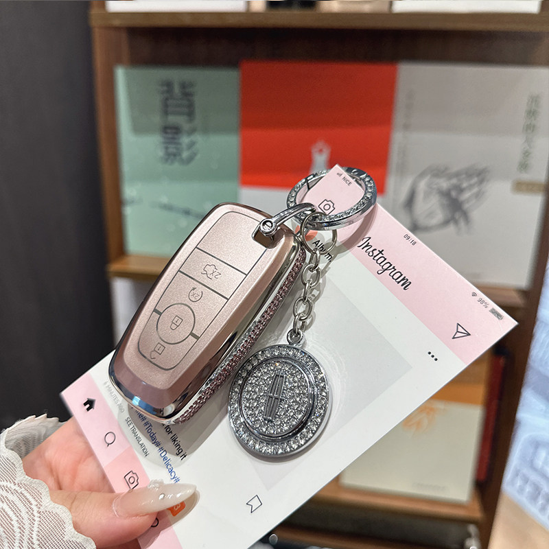 林肯航海家钥匙套冒险家飞行家领航员Z大陆mkc扣mkz/mkx壳包粉色 - 实物图