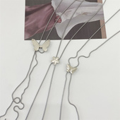 蝴蝶腰链女士装 裙带 饰细腰带简约百搭配连衣裙银色民族风铁链时尚