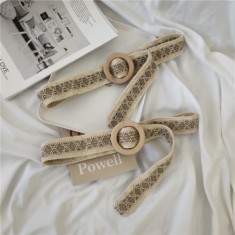 简约ins木扣复古本色女百搭腰带