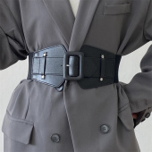 腰带女黑色针扣装 饰腰封配裙子复古松紧弹力宽皮带百搭简单束腰女