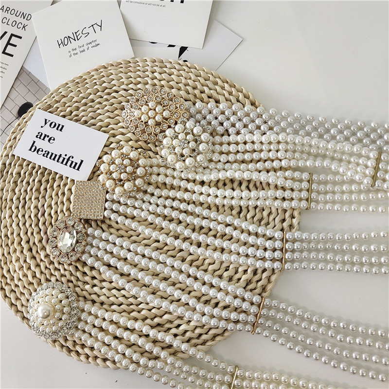 装饰腰带韩国时尚链配串珠弹力