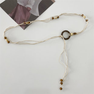 Women's simple and versatile thin belt knotted rope braided decoration with skirt straps women's knotted beige belt