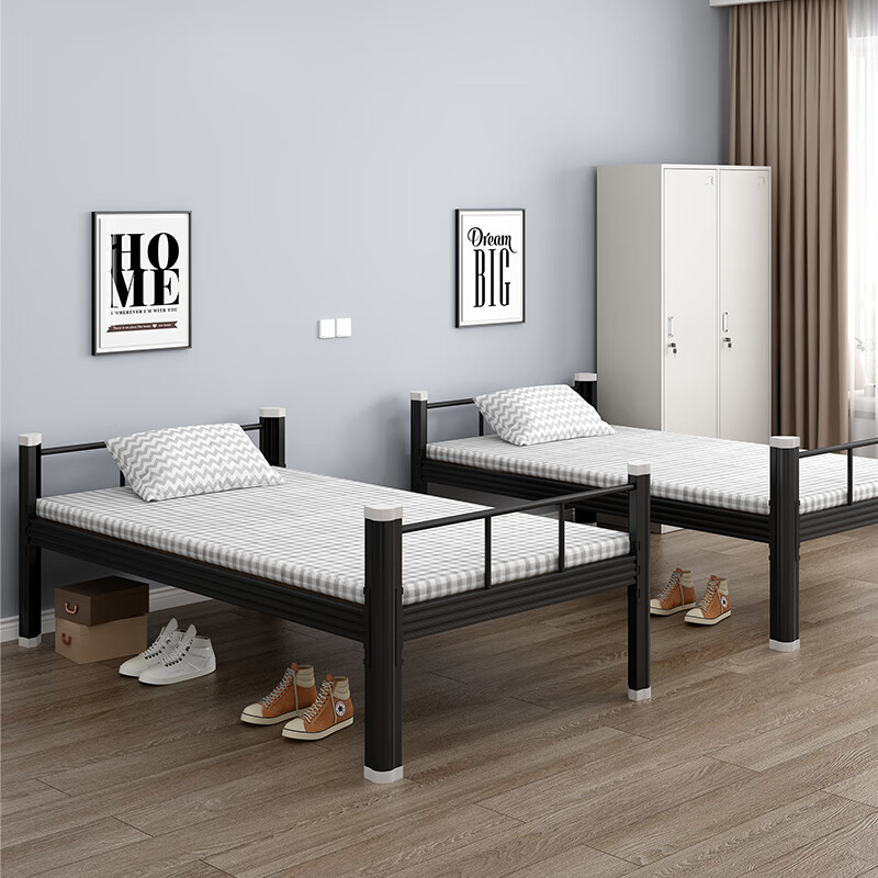 苏美特黑色单人床钢制床学生公寓床加厚单层床宿舍床铁架床铁艺床