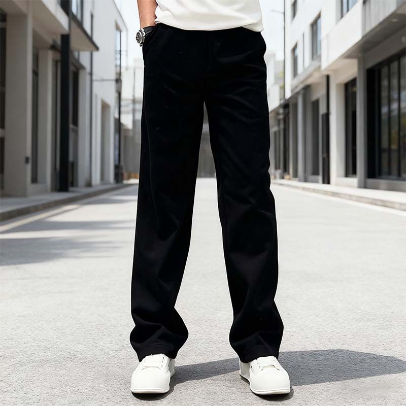 秋冬新款慵懒风直筒休闲裤男士时尚百搭纯色潮流宽松阔腿运动卫裤