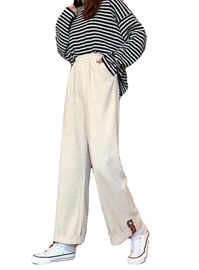 加绒加厚灯芯绒阔腿裤女