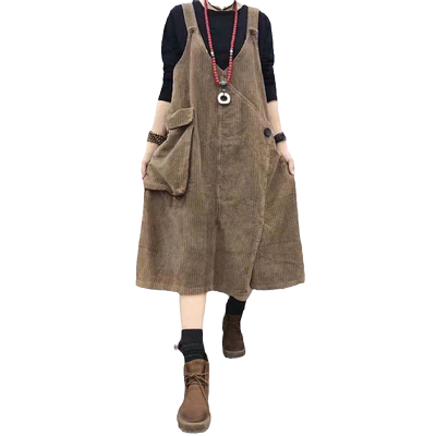 大码薄款灯芯绒背带裙