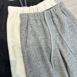 香蕉裤 清仓捡漏软糯绵羊毛休闲弯刀裤 女秋冬松紧高腰拉绒澳毛窄版