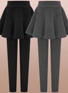 清仓捡漏~冬季大码包臀裙裤假两件打底裤女伞裙加绒加厚女小脚裤