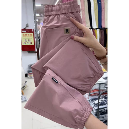 冰丝薄款速干九分束脚裤女