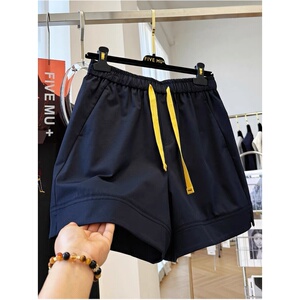 休闲短裤女夏季新款松紧腰宽松显瘦高腰时尚百搭大码女士阔腿裤子