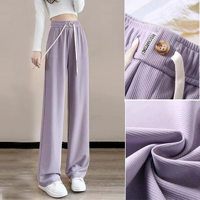 加绒加厚窄版休闲阔腿裤女