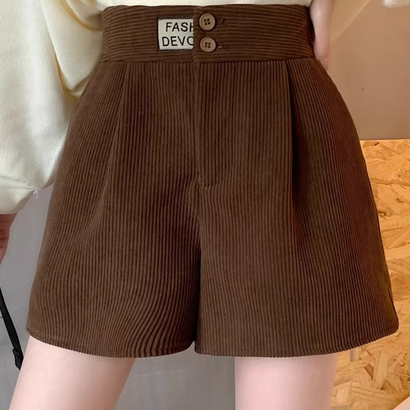咖色灯芯绒短裤女秋冬外穿大码休闲百搭高腰显瘦a字阔腿打底靴裤,女装/女士精品,休闲裤,淘宝优惠券,粉丝福利购,淘宝优惠卷