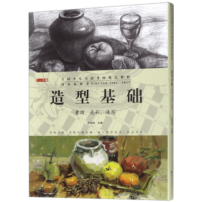 造型基础(素描色彩速写1-9级共3册全国少儿书画考级规范