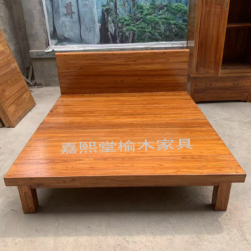 老榆木榻榻米床原木日式地台